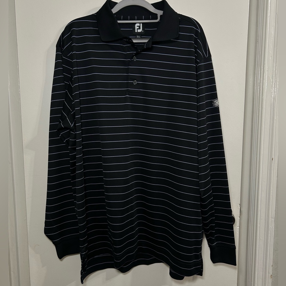FootJoy Men's Long Sleeve Striped Polo Shirt